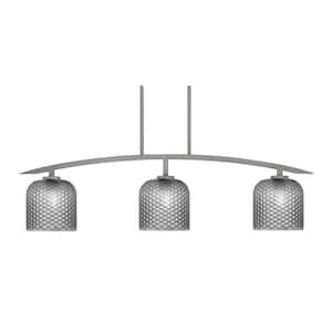 Siena 41 in. 3-Light Graphite Chandelier with 7 in. Smoke Textured Glass Shades, no bulbs included