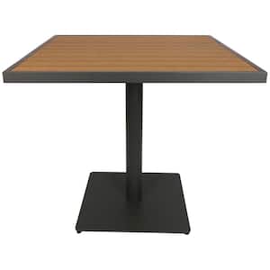 32-5/8 in. Poly Aluminum Square Table with Black Frame in Peruvian Teak