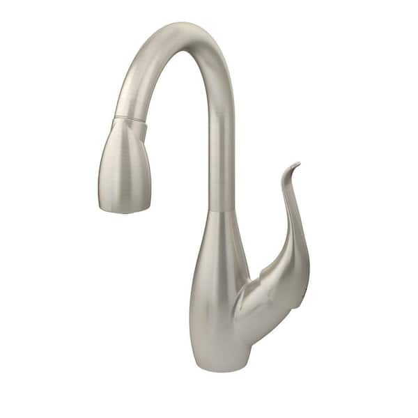 Symmons Moscato Single-Handle Pull-Out Sprayer Kitchen Faucet in Satin Nickel