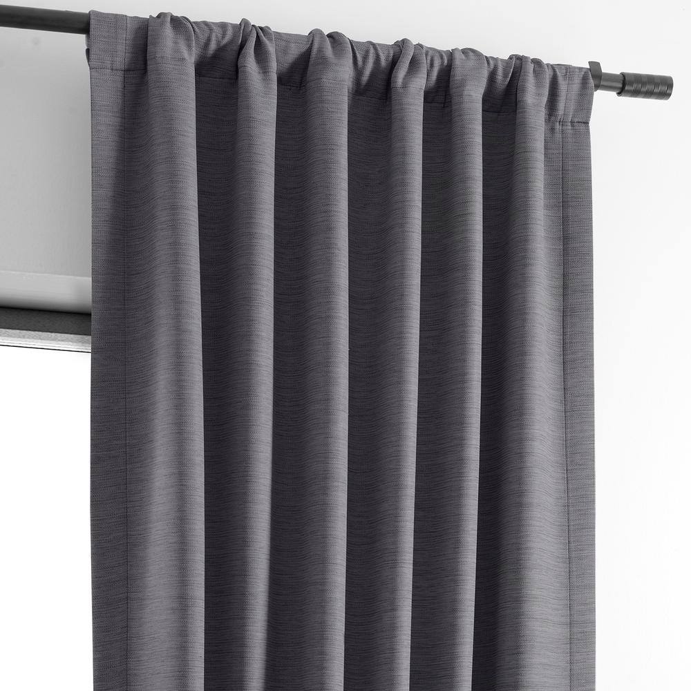 Armour Grey Polyester Blackout Puddle Length Window Panel