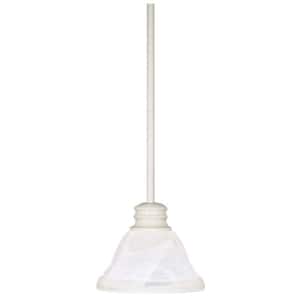 1-Light Textured White Mini Pendant with Hang Straight Canopy
