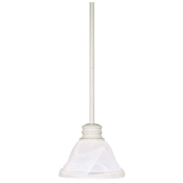 SATCO 1-Light Textured White Mini Pendant with Hang Straight Canopy