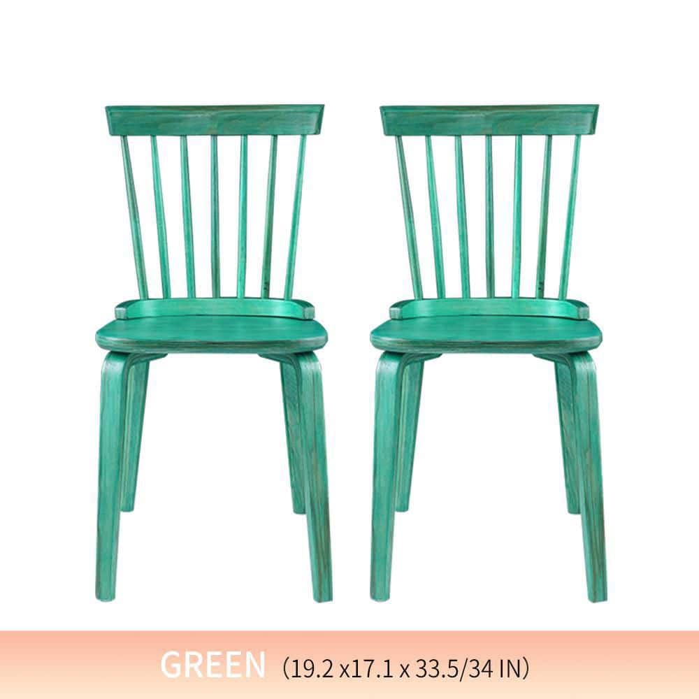 Green Wood Dining Chair (Set of 2) H922DCGreen The Home Depot