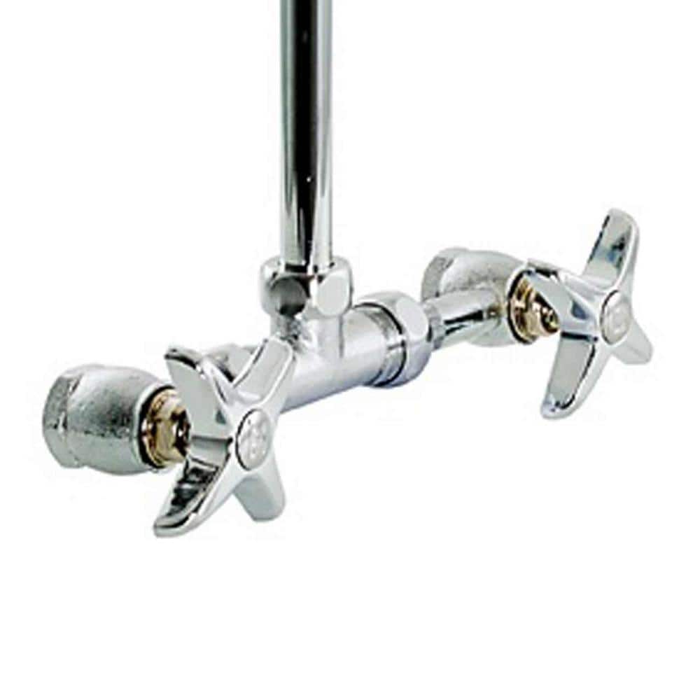 Chrome Wall Mounted Double Handle Outdoor Shower Faucet