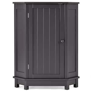 17.5 in. W x 17.5 in. D x 31.40 in. H Black Brown Bathroom Cabinet Triangle Corner Storage Linen Cabinet with Shelf