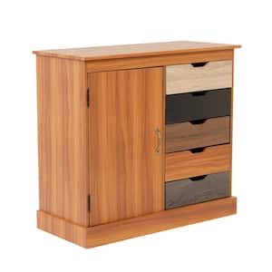 OS Home and Office Interesting Yellow Oak Laminate Accent Storage Cabinet with 5-Drawers and 1-Door