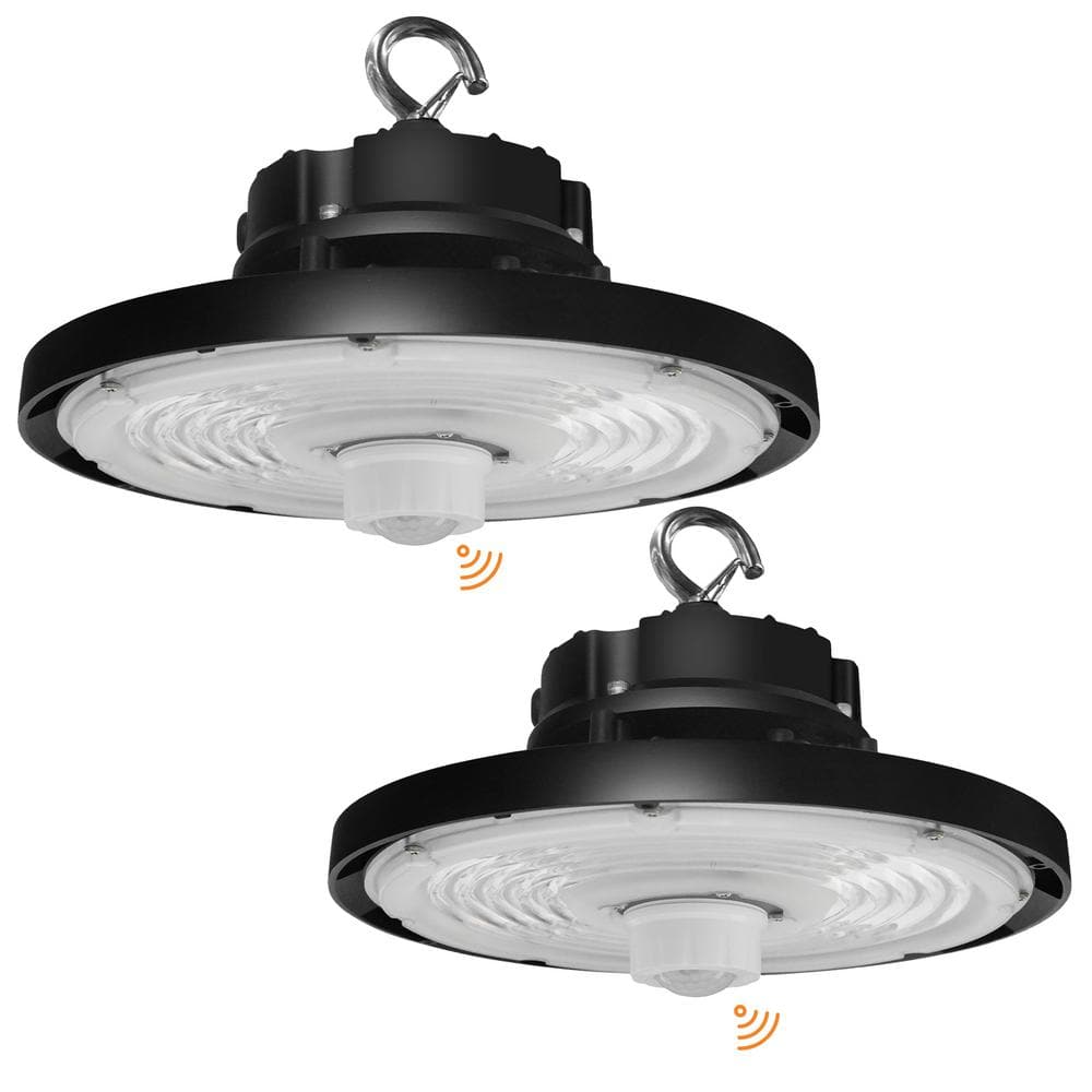 10.24 in. Integrated UFO LED High Bay Light Fixture LED Commercial Lighting, Up to 22500 Lumens w/Motion Sensor (2-Pack) -  RUN BISON, 325818803