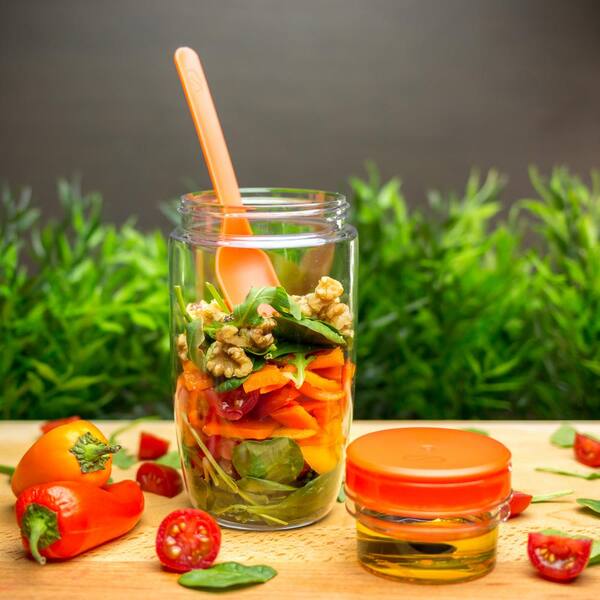 ClipFresh 22.8 oz. Inbox Salad Shaker with Dressing Container and Fork