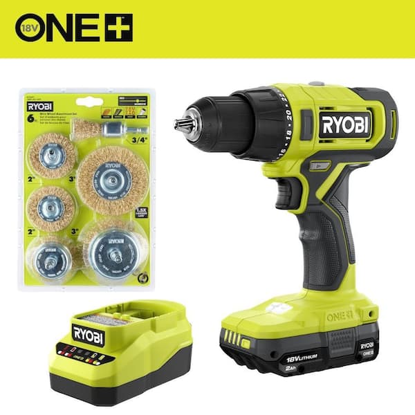 ONE+ 18V Cordless 1/2 in. Drill/Driver Kit with 1.5 Ah Battery, Charger, and Wire Wheel Assortment Set (6-Piece)