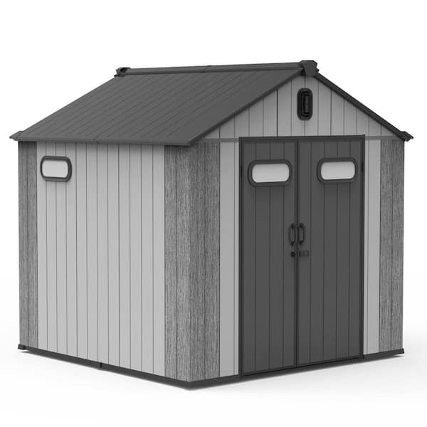 Domi 8 ft. x 8 ft. Resin Gable Outdoor Storage Shed 64 sq. ft.