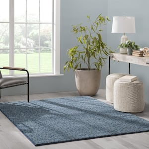 Baldwin Asher Modern Pebbled Blue 7 ft. 10 in. x 9 ft. 10 in. Area Rug