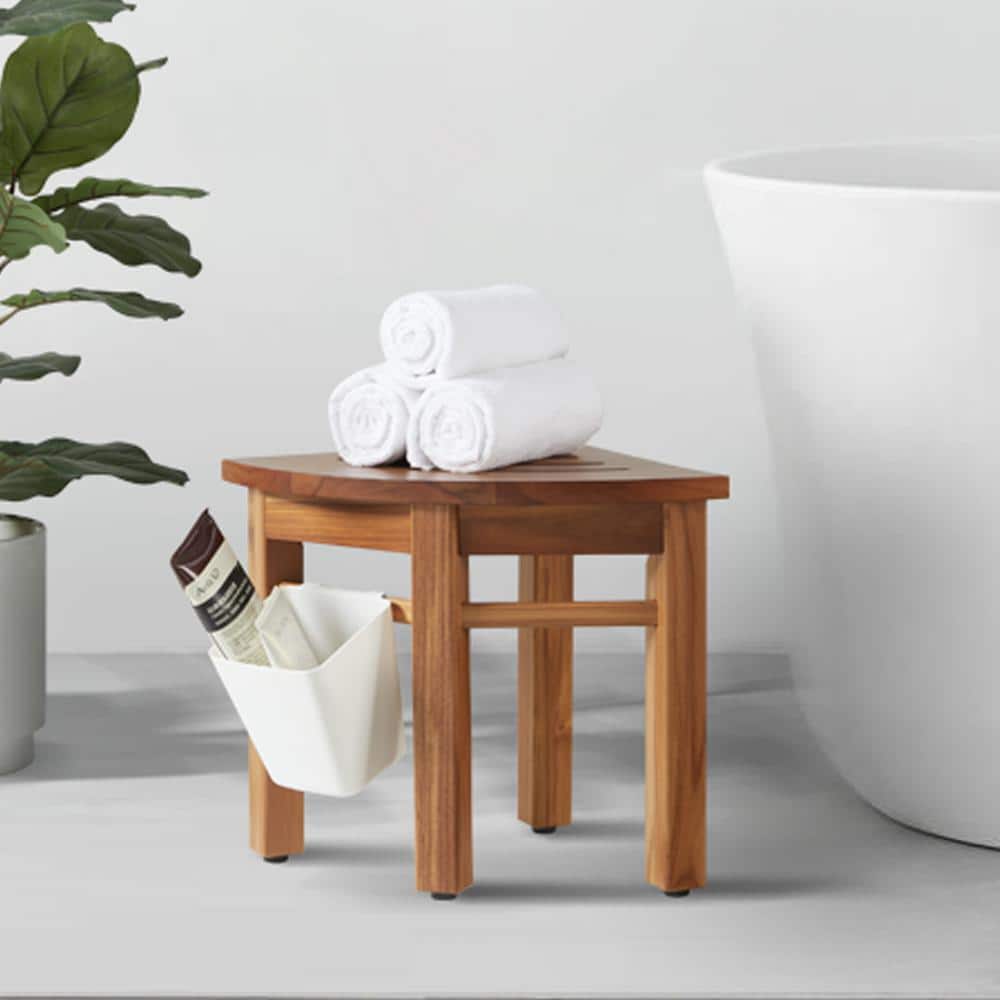 12'' Waterproof Teak Corner Shower Stool for Spa Use
