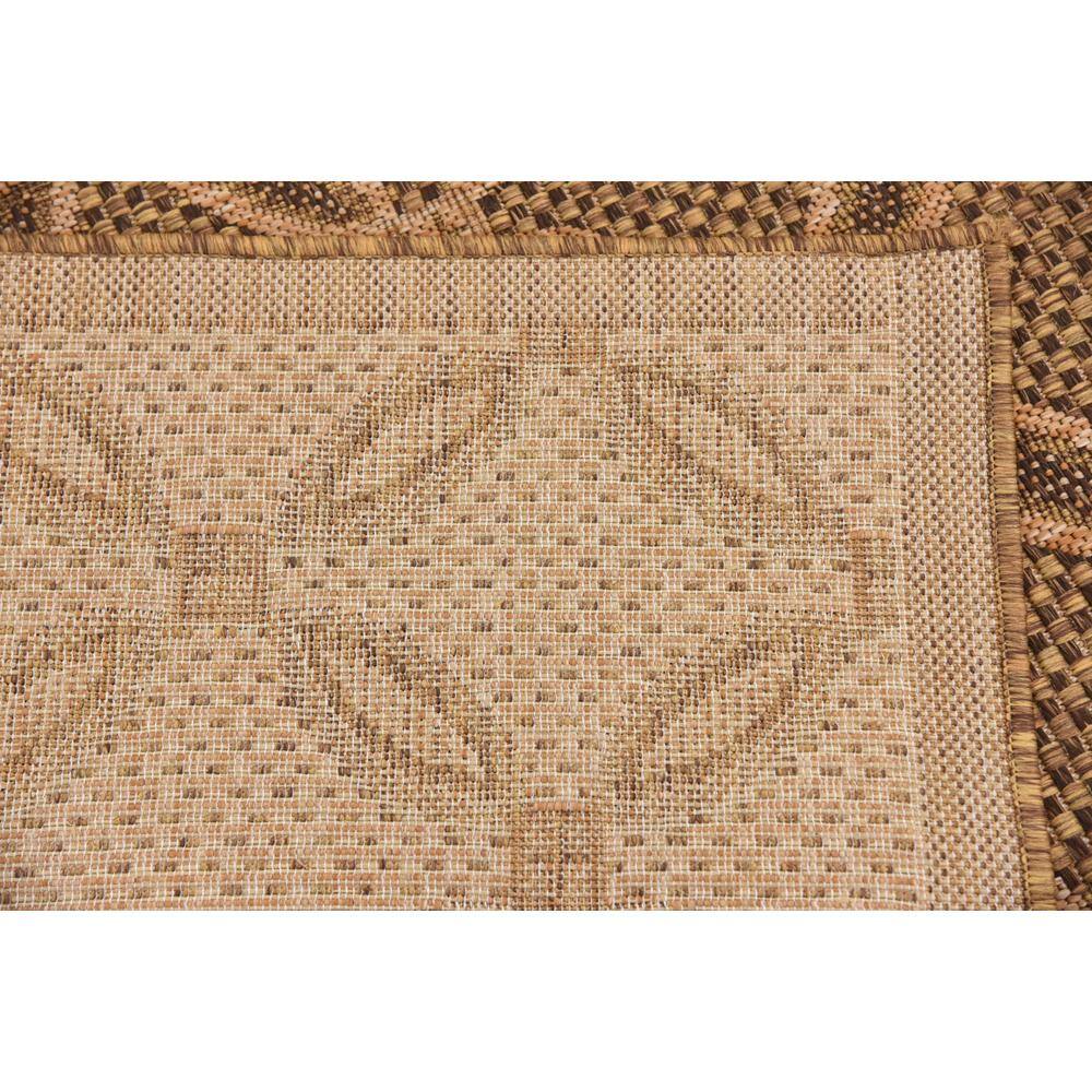 Ivory and Light Brown Geometric Synthetic Area Rug, 5x8 ft