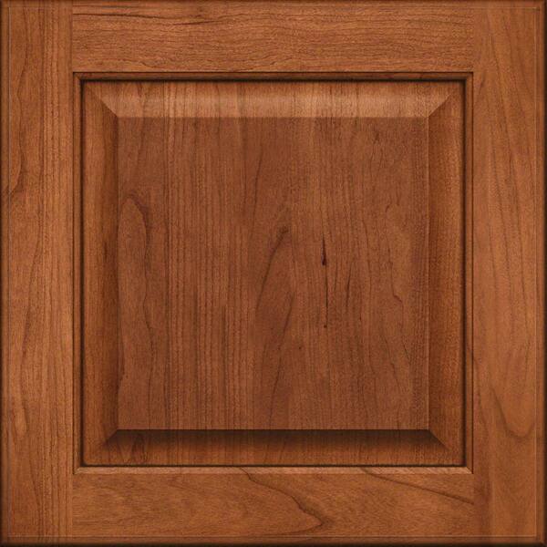 KraftMaid 15x15 in. Cabinet Door Sample in Fox Hill Cherry Square in Cinnamon with Onyx Glaze
