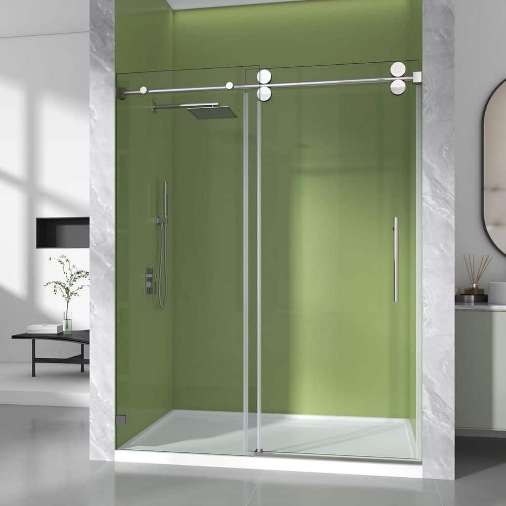 56-61 in. W x 76 in. H Single Sliding Frameless Shower Door Chrome 3/8 in. Clear SGCC Tempered Glass price history on PriceWatchPro