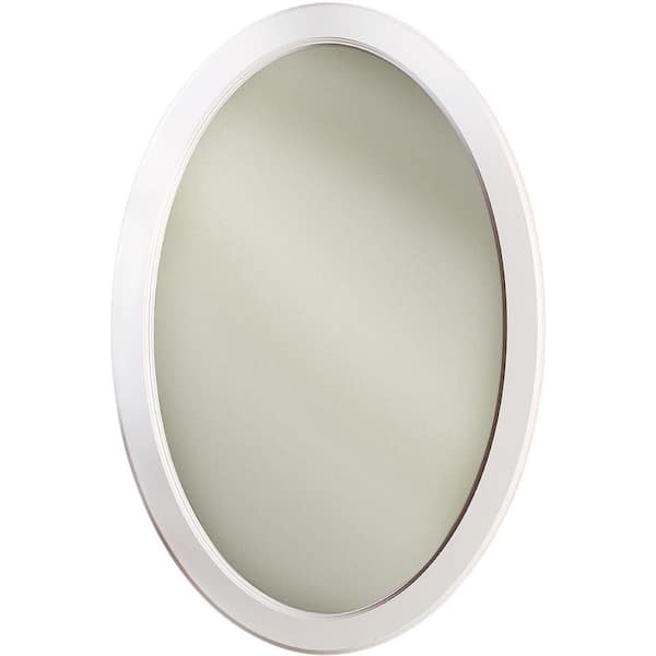 JENSEN Dunhill 21 in. W x 31 in. H x 3.5 in. D Oval Mirrored Recessed Medicine Cabinet in White