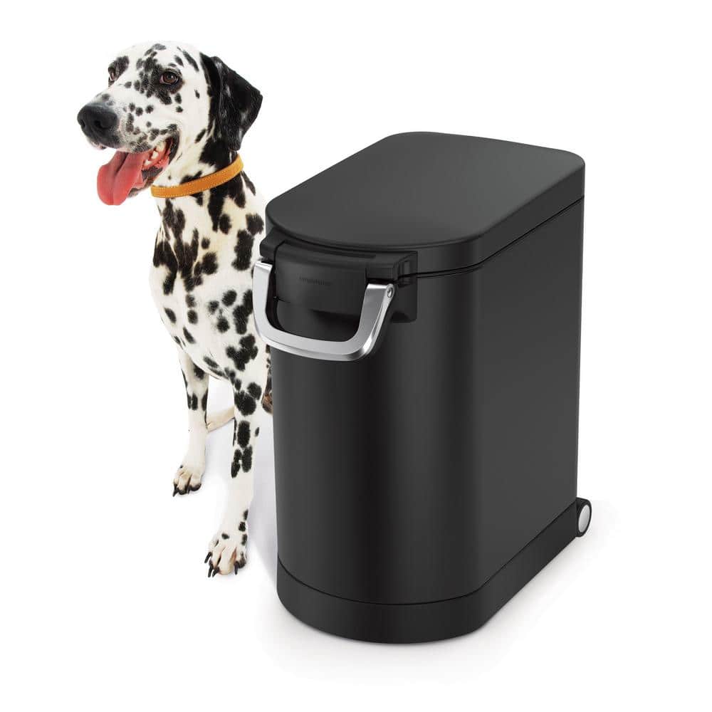 Medium Black Airtight Stainless Steel Pet Food Storage Container
