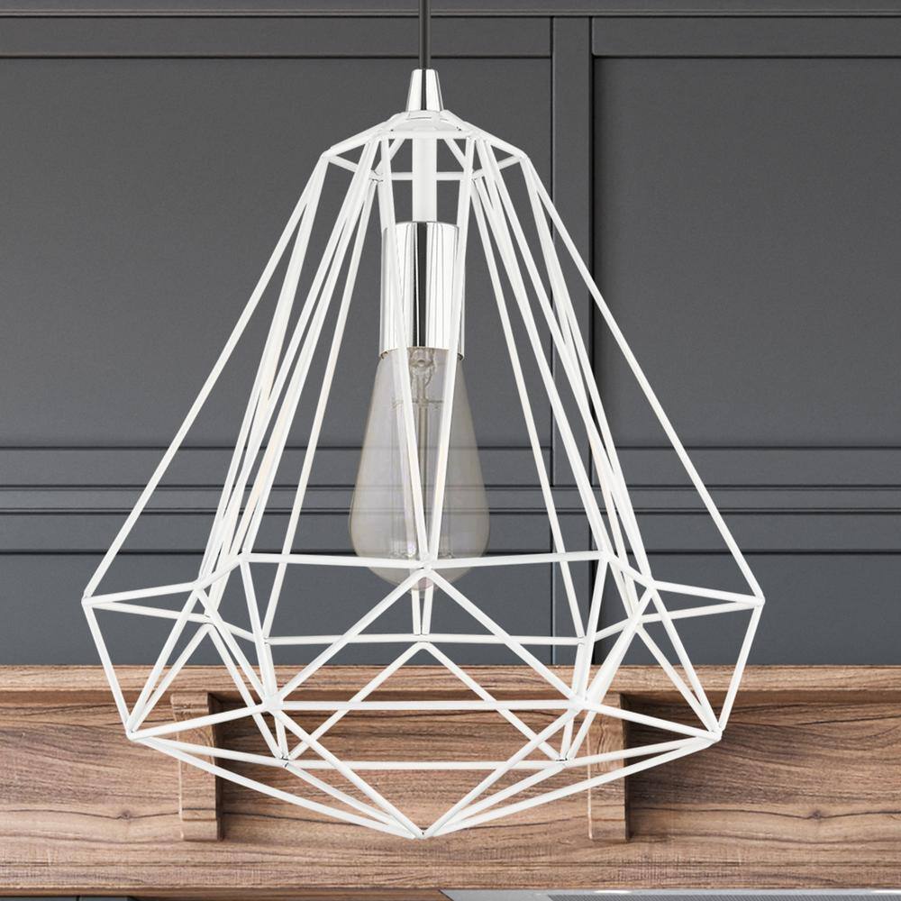 Shiny White Mini LED Pendant Light with Hand-Welded Frame