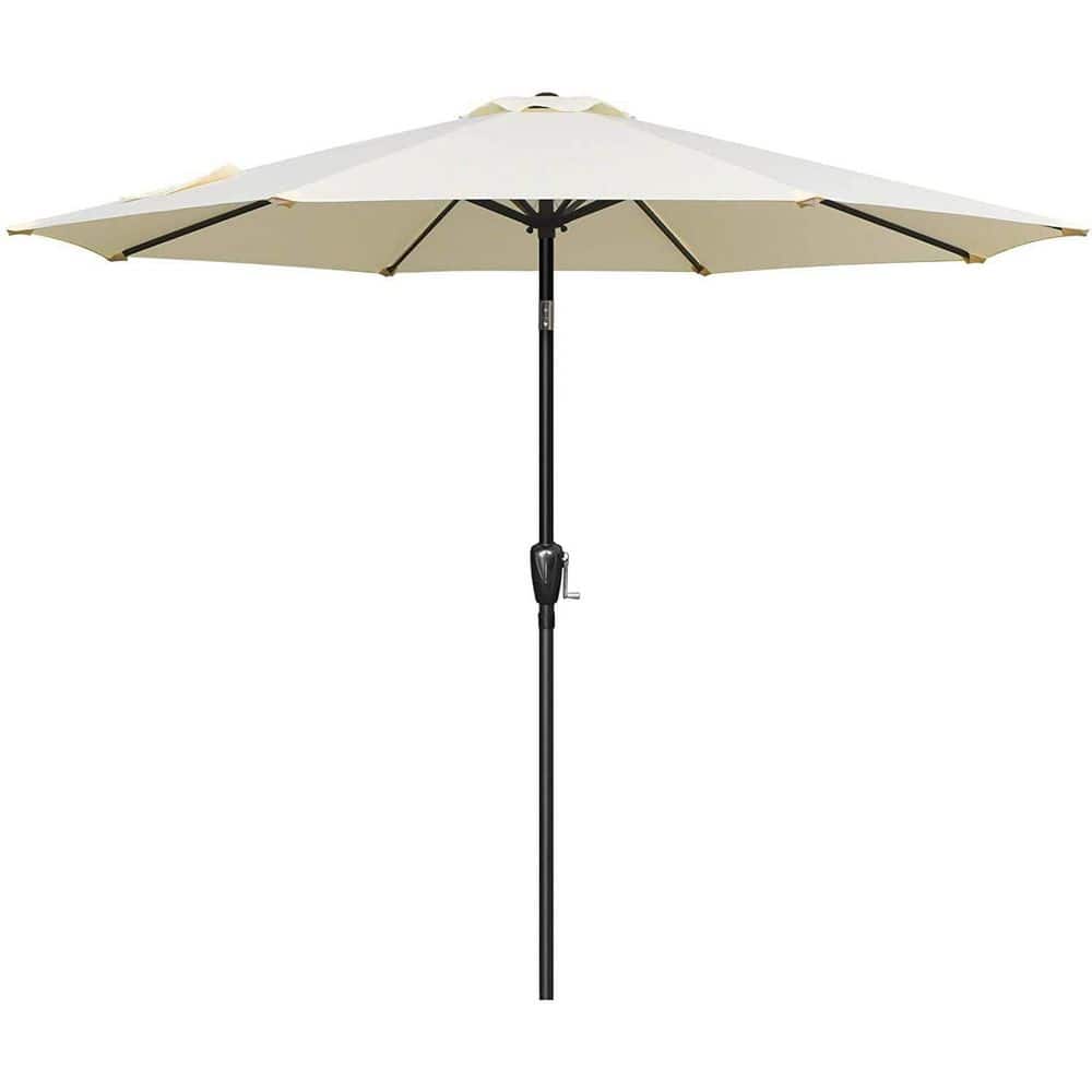 9 ft. Outdoor Market Table Patio Umbrella with Button Tilt, Crank and 8 Sturdy Ribs for Garden in Beige price history on PriceWatchPro