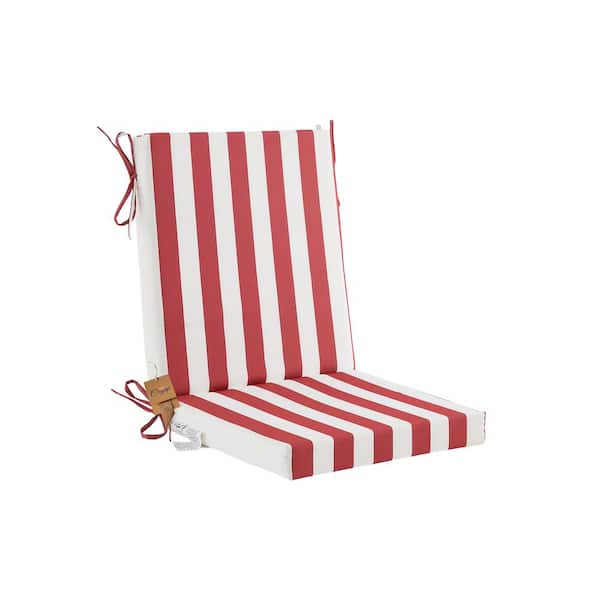BLISSWALK Outdoor Patio Dining High Back Chair Cushions with Removable Cover, Chair Seat Cushion, 42" L x 21" W x 3" H, Red Stripe