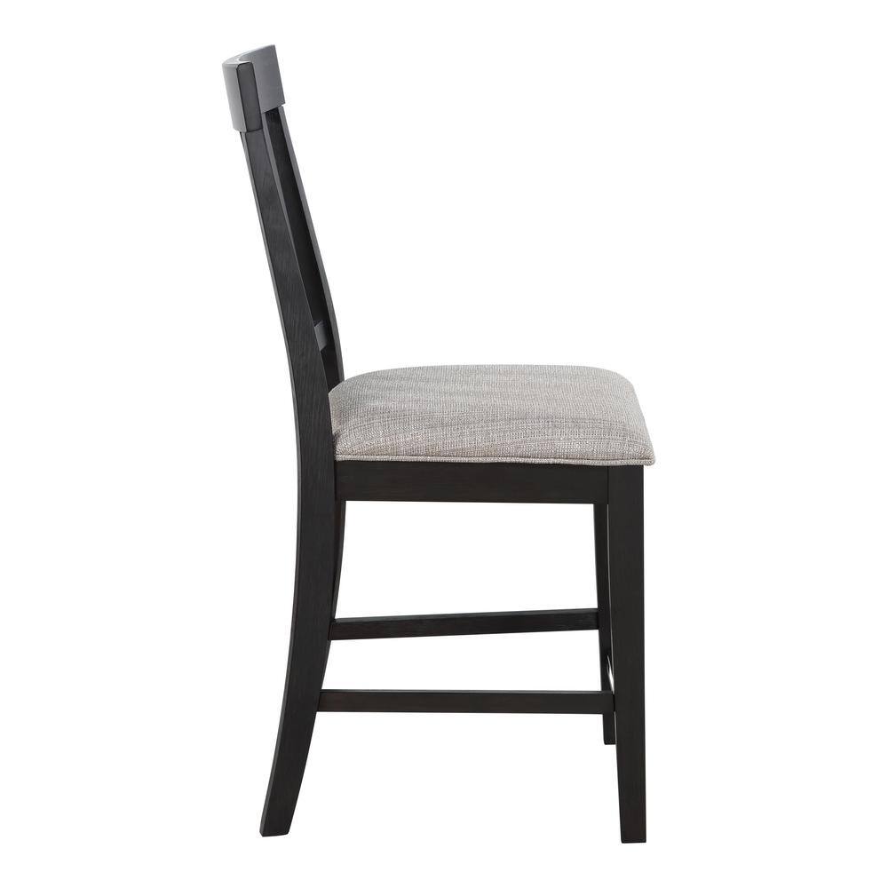 Gray Upholstered Schoolhouse Back Counter Stools, Set of 2