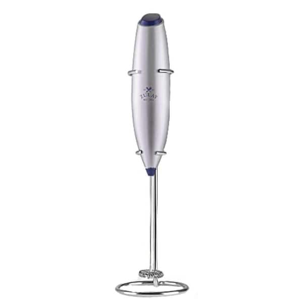 Zulay Kitchen Powerful Milk Frother Handheld Foam Maker for Lattes - Silver/Dark Blue