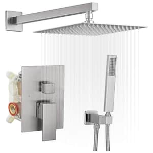 Single Handle 16 in. 1 -Spray Shower Faucet 1.8 GPM with Pressure Balance Valve Rainfall Shower System in Brushed Nickel