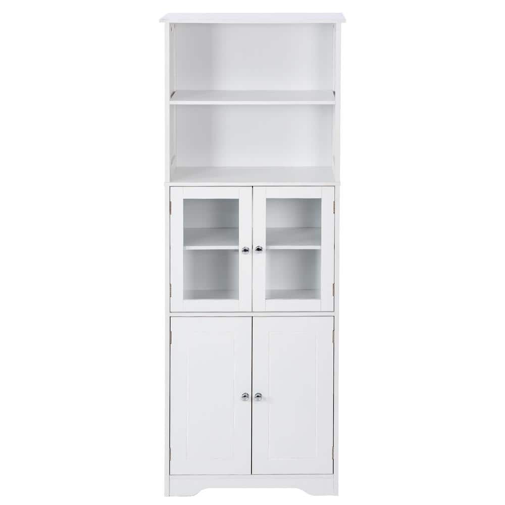 22.60 in. W x 11.20 in. D x 64.00 in. H White Linen Cabinet Tall Storage Ca