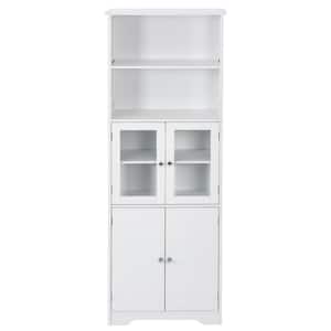 22.60 in. W x 11.20 in. D x 64.00 in. H White Linen Cabinet Tall Storage Cabinet with Shelves and Doors