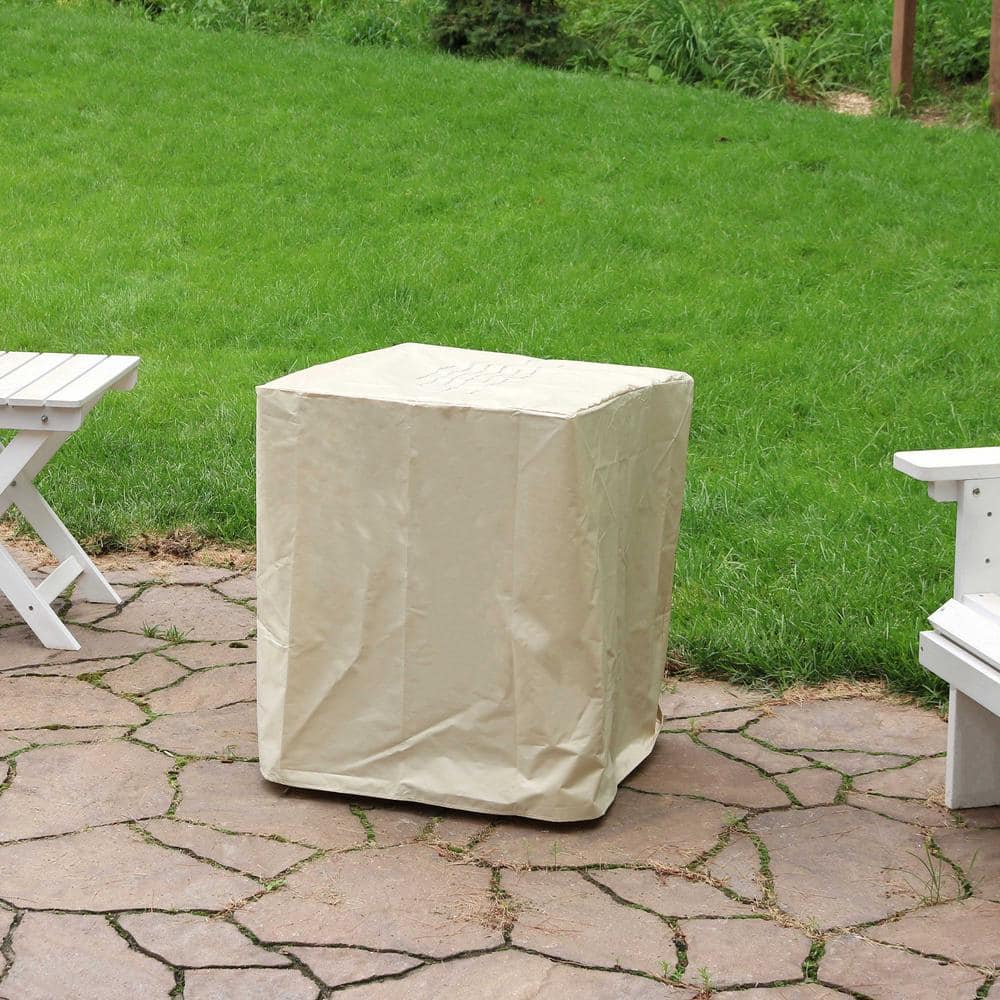 Gray Weathered Wood Look Propane Gas Fire Pit Table