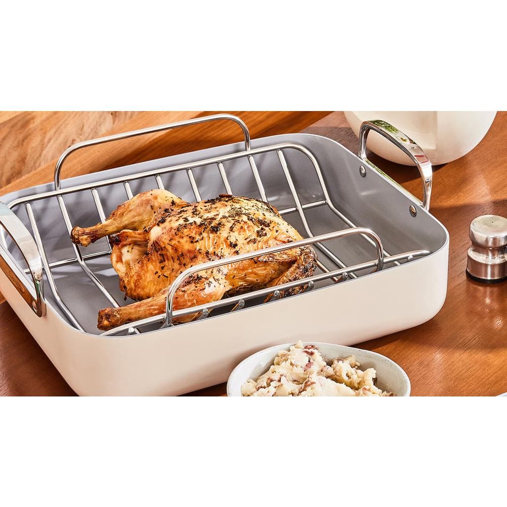 Perracotta Ceramic Nonstick Square Roasting Pan with Rack