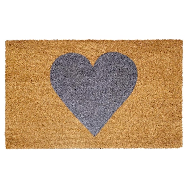 Calloway Mills Gray Heart Doormat, 24" x 48"