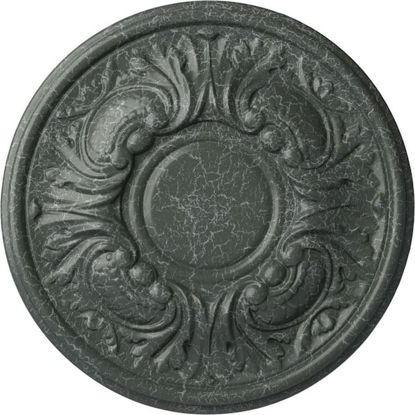Ekena Millwork 1-1/4" x 11-3/4" x 11-3/4" Polyurethane Wakefield Ceiling Medallion, Athenian Green Crackle
