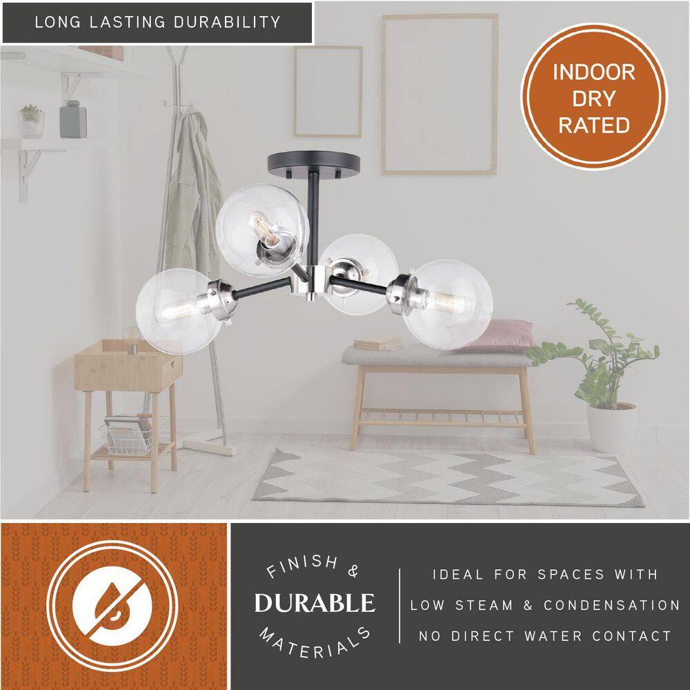 Orbit Satin Nickel and Bronze 4-Light Semi Flush Mount