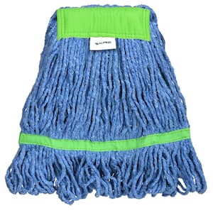 5 in. Head and Tail Bands Blue Loop End 24 oz. Cotton Replacement Mop Head Refill, Green (2-Pack)