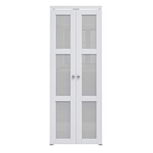 ARK DESIGN 24 in. x 80 in. 3-Lite Frosted Glass Solid Core White ...