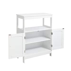 23.62 in. W x 11.81 in. D x 31.5 in. H White Linen Cabinet with Open Shelf and Adjustable Shelf
