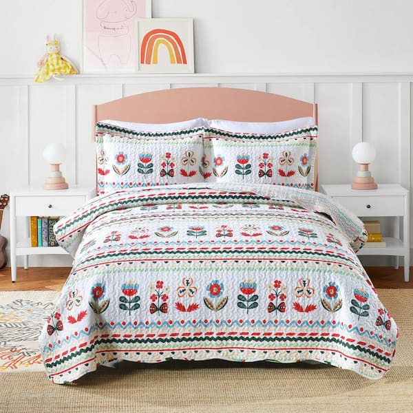 MarCielo LiTa Multicolour Floral Twin Cotton Quilt Bedspread Set