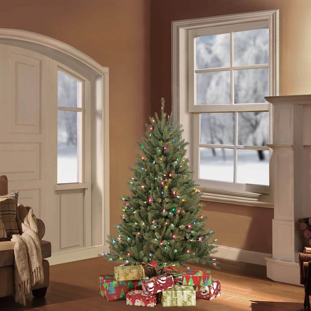 4.5-Foot Pre-Lit Fraser Fir Artificial Christmas Tree with Multi-Color Lights