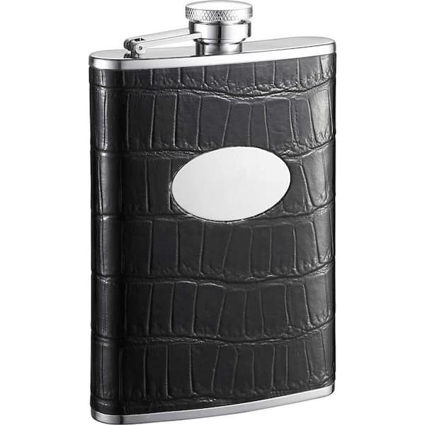 Visol Fantastique Black Crocodile Pattern Liquor Flask
