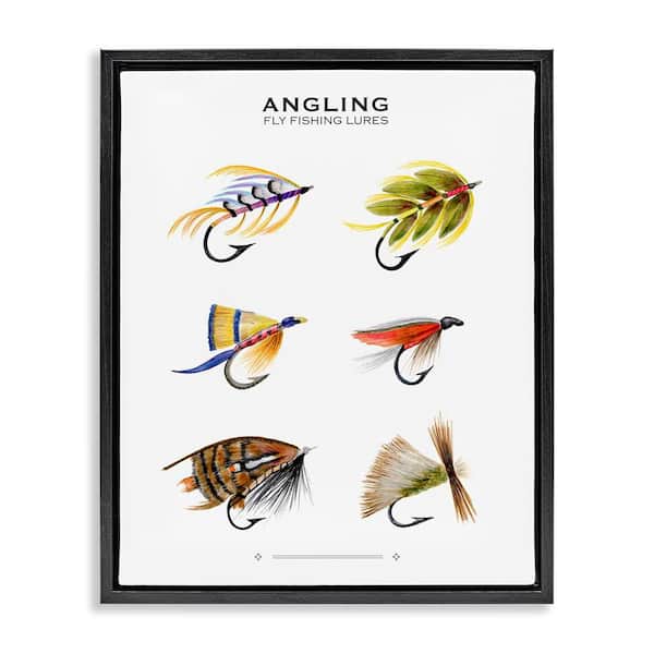 Stupell Industries Angling Fly Fishing Lures by Brett Blumenthal Black Floater Frame Sports Graphic Art Print 21 in. x 17 in.