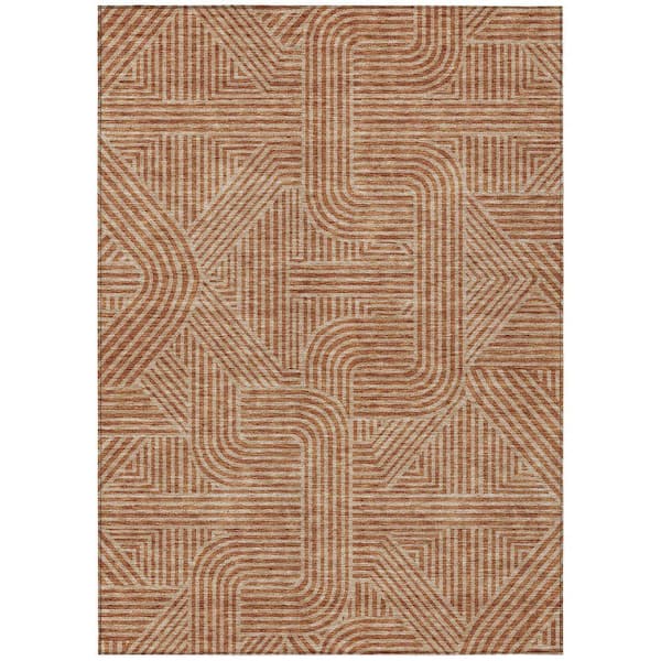 Chantille Machine Washable Indoor/Outdoor Abstract ACN917 Terracotta 9 ft. x 12 ft. Area Rug