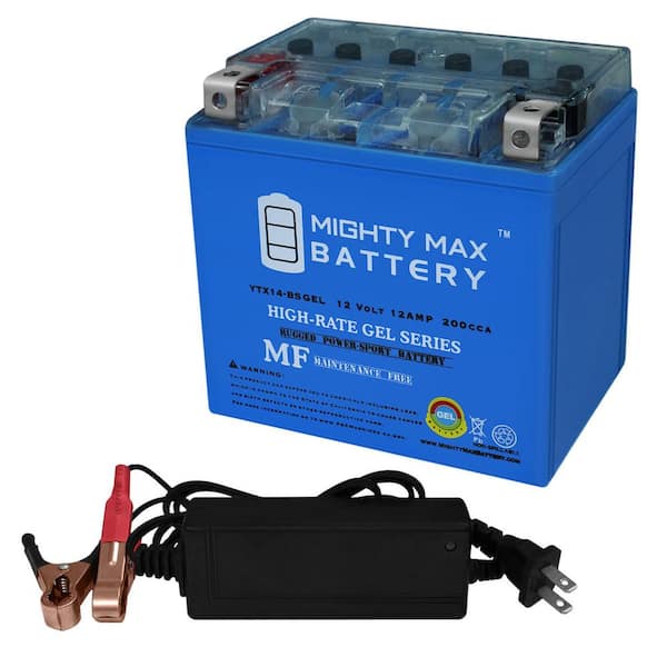 MIGHTY MAX BATTERY YTX14-BSGEL Battery Replaces Honda Pioneer 1000 16-18 Plus 12-Volt 2A Chrger