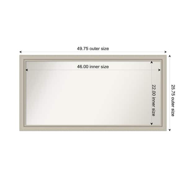 Amanti Art Romano Silver Narrow 49.75 in. x 25.75 in. Custom Non-Beveled Wood Framed Bathroom Vanity Wall Mirror