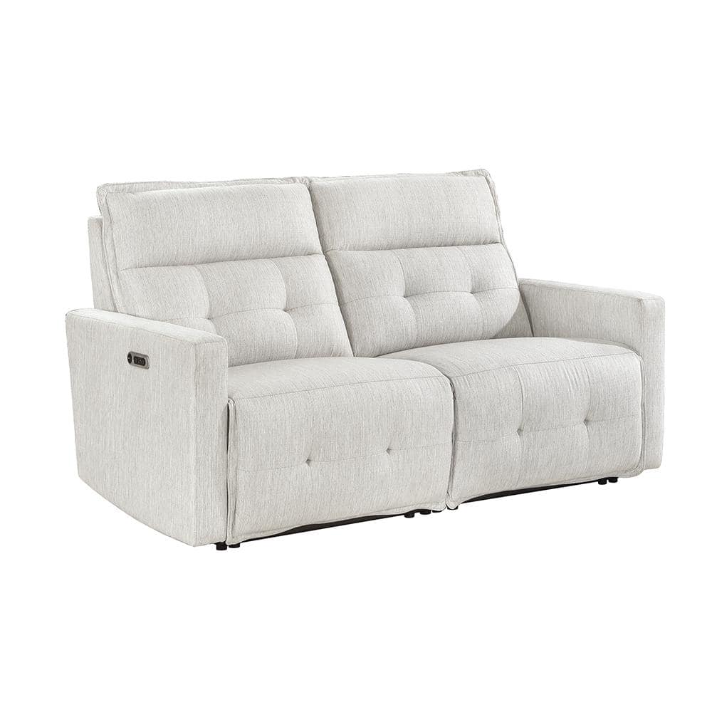 Loveland 72.5 in. W White Textured Power Double Reclining Loveseat with Pow