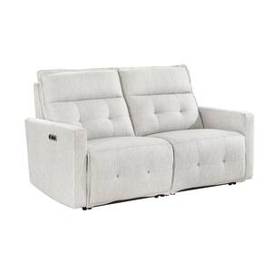 Loveland 72.5 in. W White Textured Power Double Reclining Loveseat with Power Headrests