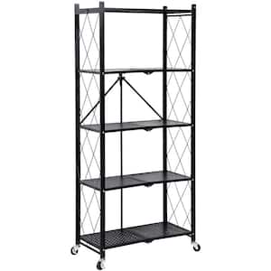 Black 5-Tier Metal Collapsible Garage Storage Shelving Unit (28 in. W x 63 in. H x 15 in. D)