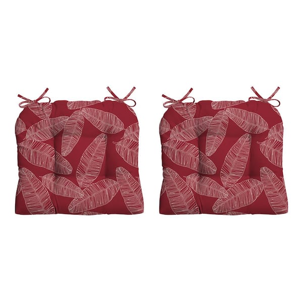 ARDEN 18 in. x 20 in. Red Leaf Palm Rectangle Wicker Seat Cushion (2-Pack)