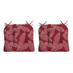 18 in. x 20 in. Red Leaf Palm Rectangle Wicker Seat Cushion (2-Pack)