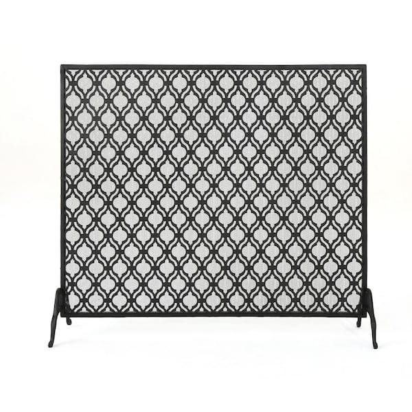 Noble House Ellias Modern Black Single Panel Iron Fire Screen